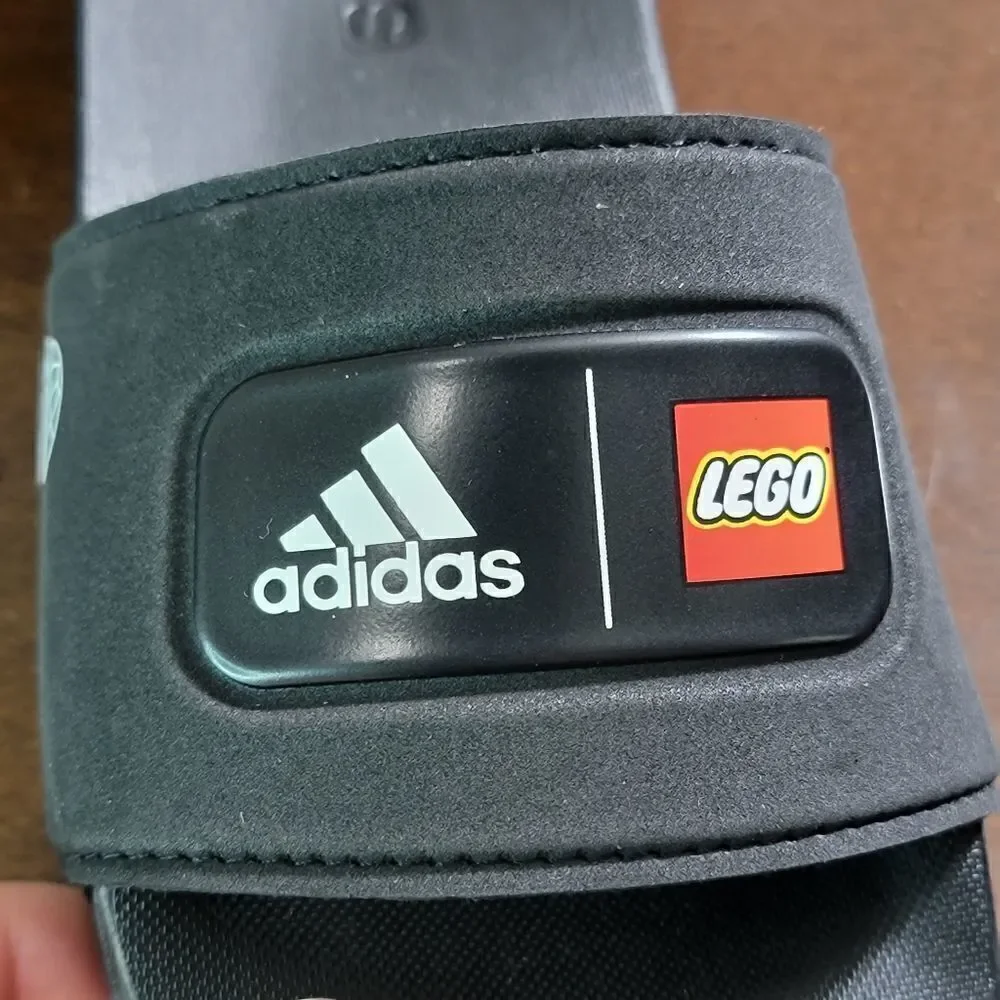 Adidas Lego Adilette Comfort Slide Sandal Black Red Logo Worldwide Ultraboost